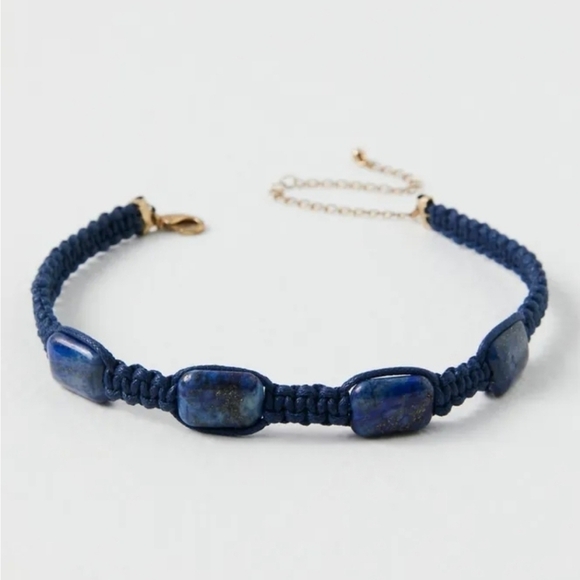 NWT Free People Sweet Carolina Choker Lapis Blue - Picture 3 of 7